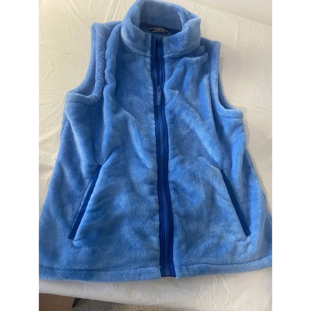 Girl's Lands' End Very Soft Fleece Vest‎ With Pockets and Full Zipper-Size Lrg